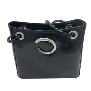 CARTIER PANTHERE Vintage Black Patent Leather Shoulder Bag